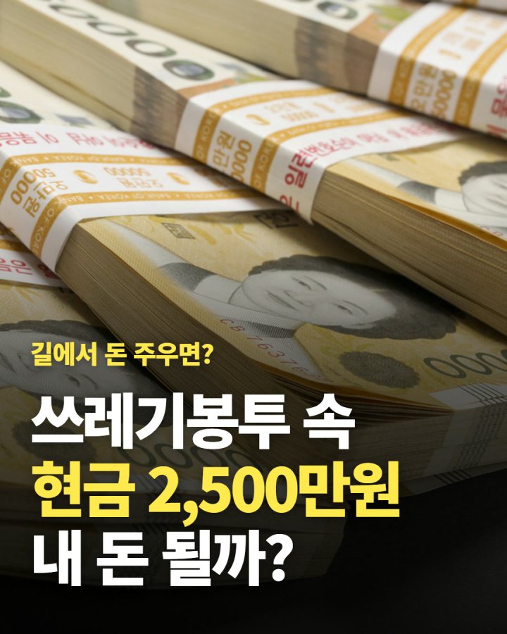 쓰레기봉투 속 현금 2,500만원, 주운 사람이 1,923만원 받았다? 알고 계