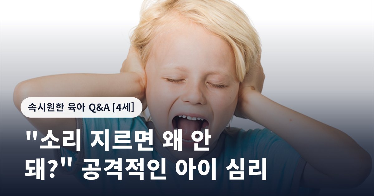 "소리 지르면 왜 안 돼?" 공격적인 아이 심리